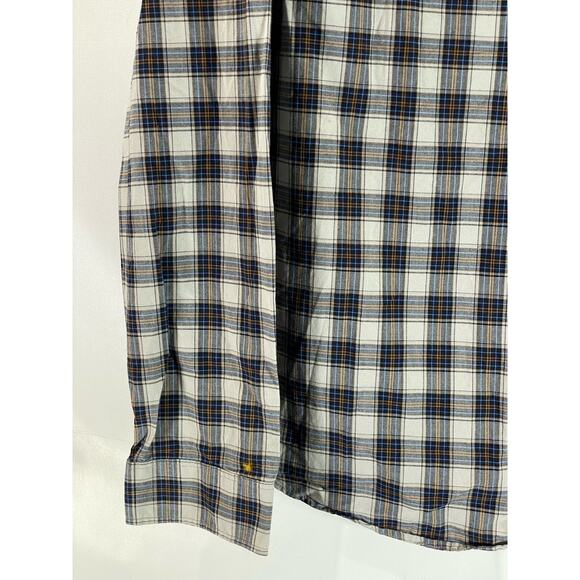 GOODFELLOW & CO Men's Cream/Blue Plaid Slim-Fit Button-Up Long Sleeve Shirt SZXL - Picture 9 of 11